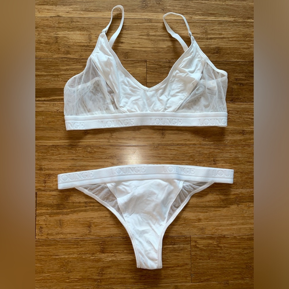 White Lounge Bralette and Thong Set